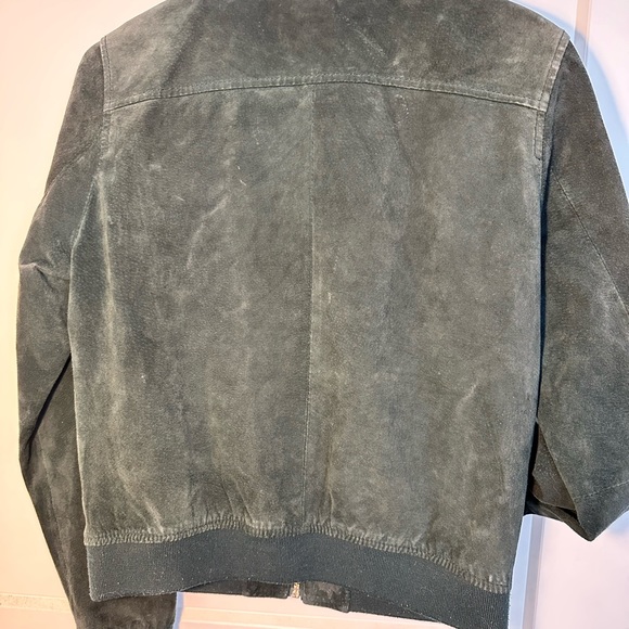 Biker leather suede jacket green - Picture 7 of 9